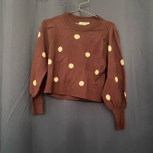Brown Knit Polkadot Sweater